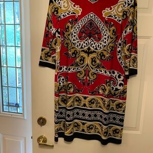 Sunny Leigh Red and Gold Long Sleeve Dress